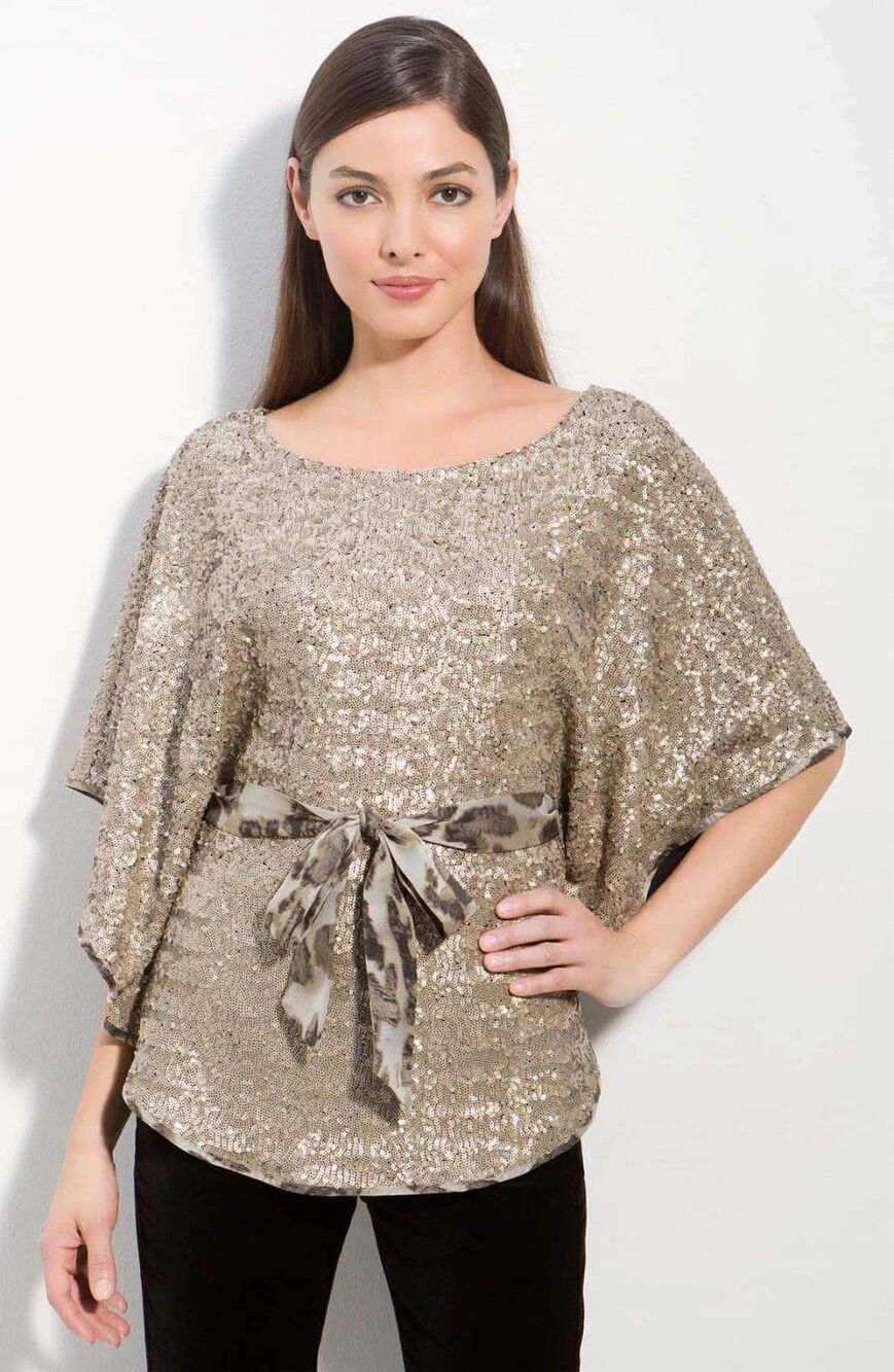 Urban Boho, 20s Glam, Party, Art Deco Alberto Makali Sequin Capelet Top Sm